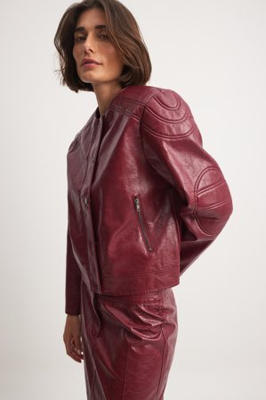 The Hanna Schönberg Edit Oversized-PU-Bikerjacke - Kunstlederjacken - Burgundy - EU 36