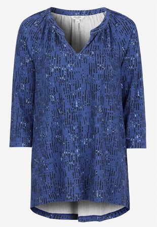 Cellbes of Sweden - V-ringad trikåtunika - blå / mönstrad - för damer - 46/48