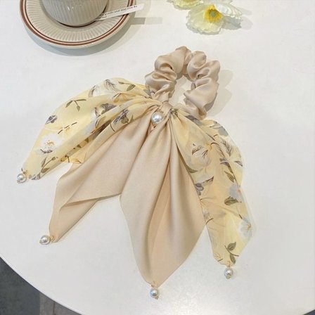 2 STK Floral Bowknot Scrunchies Silkeskjerf Hårbånd APRIKOS