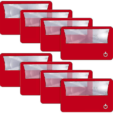 8-pack kortförstoringsglas med plånboksdesign, fickkort med LED-belysning