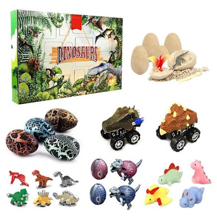 24 stk. dinosaurlegetøjssæt Dinosaur Blind Boxes Dinosaur Car Transporter Carrier Sæt Inkluderer Dinosauræg Fossiler