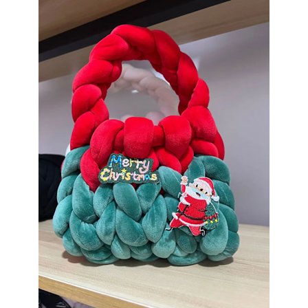 1pcs Velvet Cloth Stripe Line Hand Knit Christmas Gift Bag Fashion Christmas Gift Bag