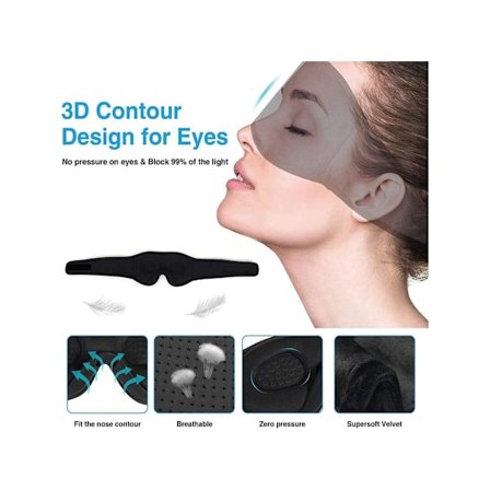 3D Bluetooth Sömnmask med Ultratunna Bluetooth 5.2 Hörlurar Rosa YEMAESRE