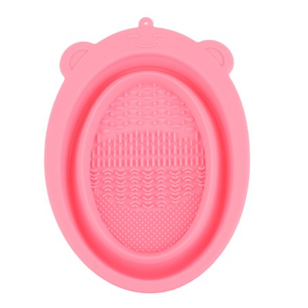Silikon Sminkekost Rengjøringsboks Myk Sammenleggbar Kosmetisk Kost Vasker Rosa
