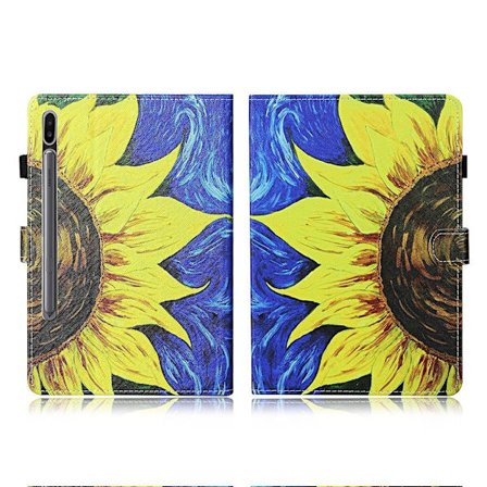 Samsung Galaxy Tab S7 tryckning läder flip fodral - Sunflower