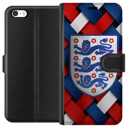 Yhteensopiva Lompakkokotelo Apple Apple iPhone 5 Graafinen Englanti-aihe heraldisilla leijonilla ja punaisella, valkoisella ja sinisellä punotulla ku