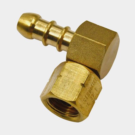 Conexión de gas en ángulo IGT, 90°, compatible con espiga para manguera (¼" - 8 mm)