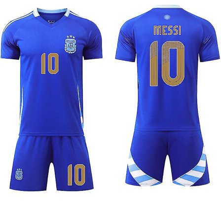 2024 Argentina Bortalag Nr. 10 Messi Fotbollströja Set Lämplig för Barn och Vuxna-L