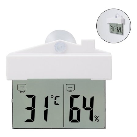 Löstagbart fäste & registrerar MIN/MAX Temp & Auto Reset Digital Fönstertermometer