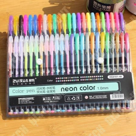 Geelikynäsetti - TD - 48 Väriä - Metalliset - Kimalteet - Lapsille