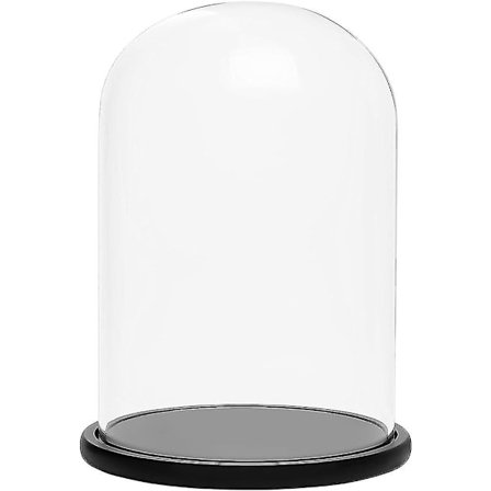 Musta Puinen Jalusta 20 Cm - Läpinäkyvä Koristeellinen Lasikello Puulla Varustettu Yläosa Valojen, Pöytäkoristeiden, Antiikkiesineiden Esittelyyn