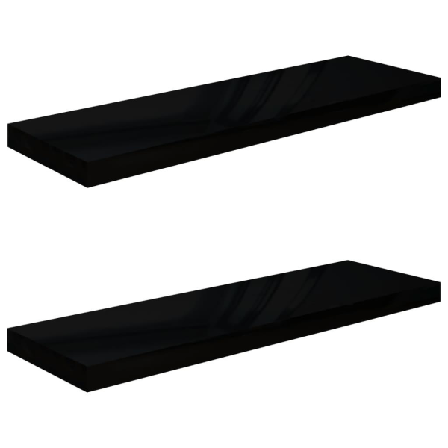 Vidaxl Svävande Vägghyllor 2 St Svart Högglans 80x23,5x3,8 Cm Md Svart