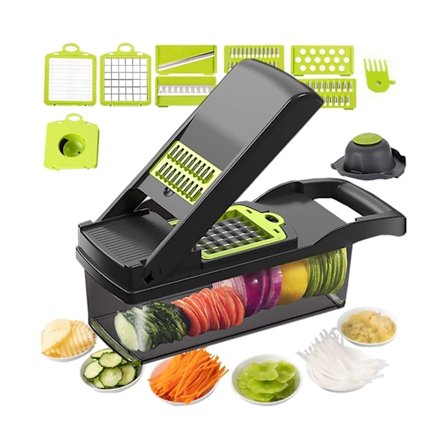 12 i 1 Grøntsagshakker, Grøntsagsskærer, Kraftig Mandolinjern Kartoffel Løg Hakker Madhakker