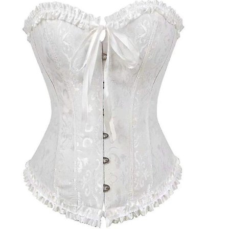 Sexiga kvinnor Bustier Korsett Blommig snörning Korsett Top Bened Waist Trainer Underkläder Overbust Korsetter Body Shaper Plus Size, vit