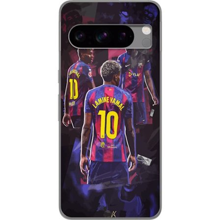 Kompatibelt Mobilskal till Google Google Pixel 8 Pro Lamine Yamal i Barcelona-kollage med tröja nummer 10, kraftfulla poser, kontrastfärger och dyna