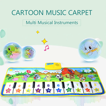 Baby Piano Mat Musik Touch Rug 100x36CM Musik Piano Keyboard Mat Baby Pedagogiska Leksaker för Spädbarn