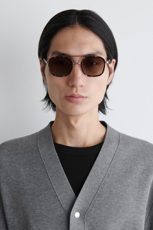 COS Men's Round-Frame Aviator Sunglasses in Brown
