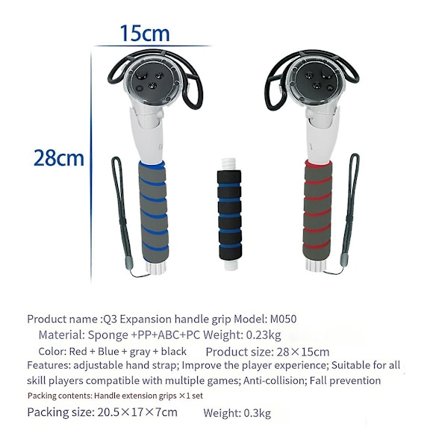 For Quest3 Håndtak Kontroller Lang Stang Håndtak Dobbel Lyssabel For Meta Quest 3 Vr Tilbehør