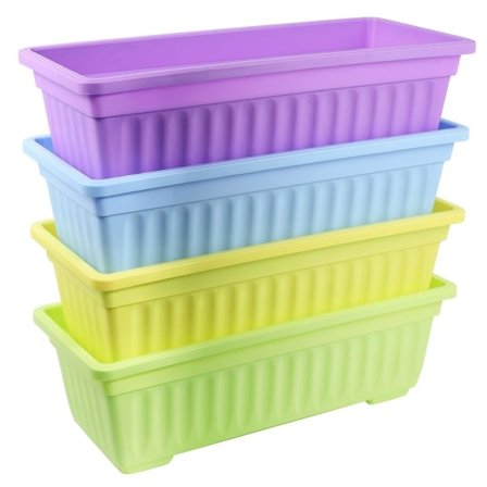 4-pak 17-tommer blomsterkasser i plastik til vindueskarm, terrasse, have, boligindretning