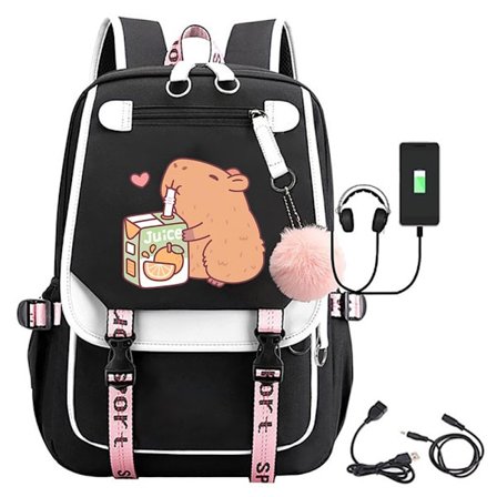 Capybara Student Ryggsäck med USB-laddningsportar M002