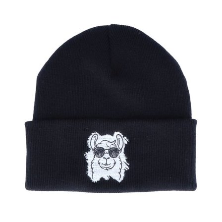 Iconic - Svart cuff Beanie - Cool Llama Black Cuff @ Hatstore