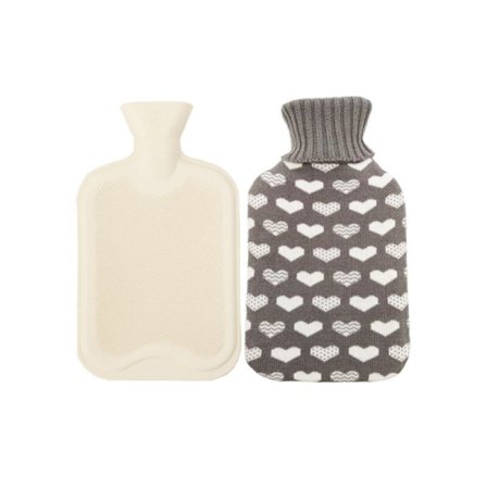 Termos med lock i gummi Termos med avtagbart och tvättbart stickat lock Ger värme och komfort, - Vit kärlek på grå bas 500ml