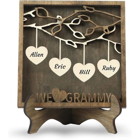 Personligt familieskilt til mor med navn, tilpasset træ, livets træ, indgraveret træskilt, dekoration, mors dags gave, fødselsdagsgave til mor