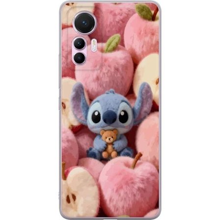 Kompatibelt Mobildeksel til Xiaomi 12 Lite Stitch blant rosa fluffy epler med teddy og søt kawaii-estetikk