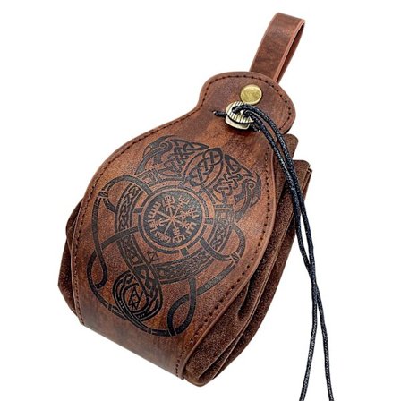 2023 - Keskiaikainen Tekokahvi Nahkalaukku, Kannettava Vetoketjullinen Lompakko, Vintage Vyölaukku Noppakassi (lohikäärme)