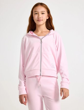 Lindex Sweatshirt Velour With Hoodie - Pink - 128
