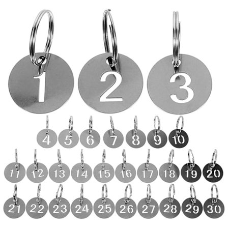 Kuuma tarjous edulliseen hintaan! 30 kpl Avainlätkät Numero ID-tunnisteet Ruostumaton teräs Numeroidut 1-30 Tunnisteet Pyöreät Numeroidut Tunnisteet-