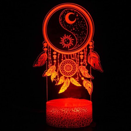 3D drømmefanger natlampe – bordlampe med optisk illusion, 7-farvede skiftende LED-lys. Jule-hjemme kærligheds-børnedekoration, ideel som 