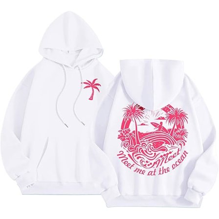 Palm Puff Hoodie Oversized Långärmad Tröja med Bokstavstryck för Tonårstjejer Y2k Hoodie Mode Tröja med Dragsko och Fickor Vit Vit