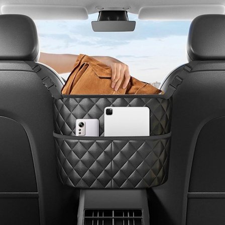 Auton säilytystila nahkaa, auton säilytyslaukut – universaali, musta, perhematkoille