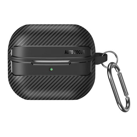Samsung Galaxy Buds3 / Buds3 Pro Fodral Kolfibertextur Flexibelt öronsnäckeskydd med krok - Svart