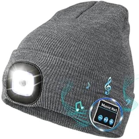 Presenter till män pappa, Bluetooth LED-mössa med musik och ljus och hörlurar, julstrumpor julklappar till män kvinnor campingprylar