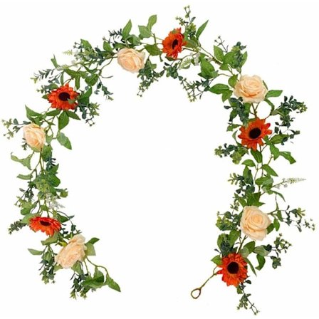 2 kappaletta sarjan tekokukka-seppeleen 12FT tekoköynnös silkkikukkia roikkuvat kasvit muratti hääkaarelle juhlakoristeet