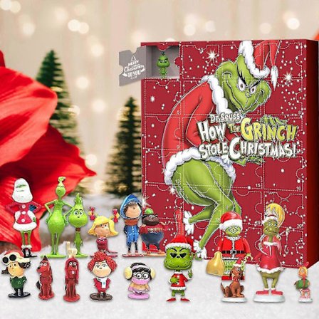 2025 Julekalender Grinch Julekalender Jule Blind Box 24-delt Gave Grønt Monster Nedtælling Halloween Blind Box