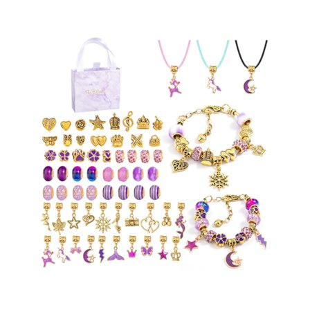 66 st DIY armband barn armband tillverkningssats pärlor armband DIY hantverk-lila