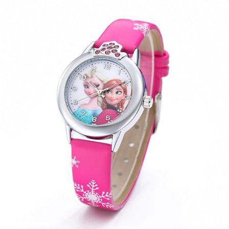 Børneur med læderrem, mønster: frostet, ELSA fuldt frostet, urrem, urrem