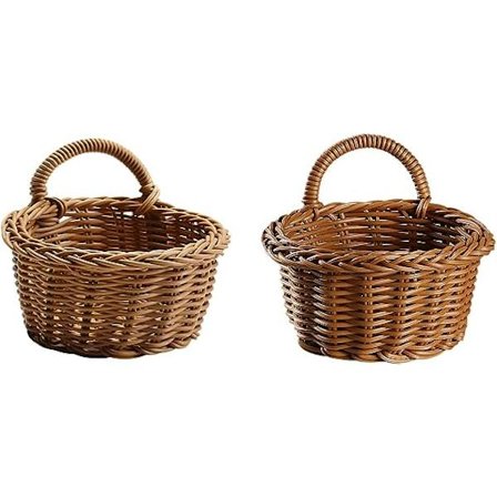 2 stk vevde hengende kurver, naturflettet håndlaget oppbevaringskurv, håndlaget veggdekorasjon blomsterpotteholder for bryllupsfest hjem hagevegg