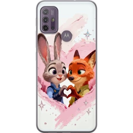 Kompatibel Mobilcover til Motorola Motorola Moto G10 Tegning af dyr, der danner et hjerte, kærligt tegnet i bløde rosa toner