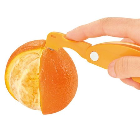 5 st Orange Skalare, Lättöppnade Snabba Plastskalare Verktyg Metallblad Vikbar Skalningspryl för Kök Frukt Citrus Drakfrukt Citron Granatäpple
