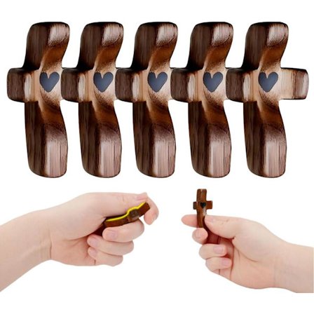 Cross My Heart Uppmuntrande Gåva, Handhållet Träkors, Cross My Heart Emotionellt Stöd Gåva, Lindra Ångest Komfortkors För Att Hålla I
