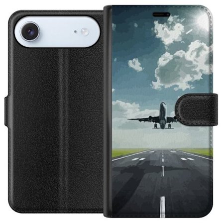 Kompatibelt Plånboksfodral till Apple Apple iPhone 17 Air Flygplan som lyfter från startbanan mot den blå himlen, kraftfullt rese- och flygmotiv pe