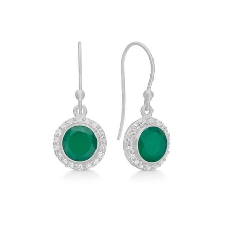 Frk. Lisberg, Daisy earrings green onyx silver Groen, Dames, Maat:ONE Size