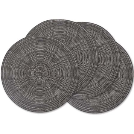 Set med 4 Runda Flätade Tvättade Underlägg, 15 Tum