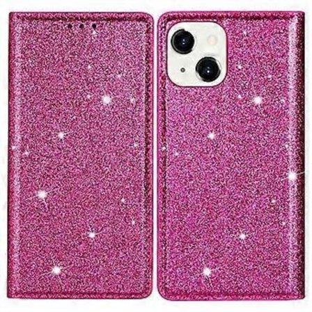 Glitter PU-läder Stativ Telefonfodral för iPhone 15, Korthållare Anti-fall Telefonfodral (Stil B)