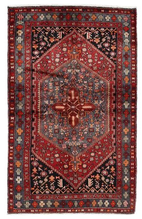 Annodato A Mano Hamadan Tappeto 137X220 Di Lana Rosso Scuro/Nero Piccolo