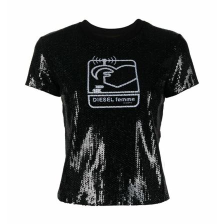 Diesel, T-Shirts Zwart, Dames, Maat:S